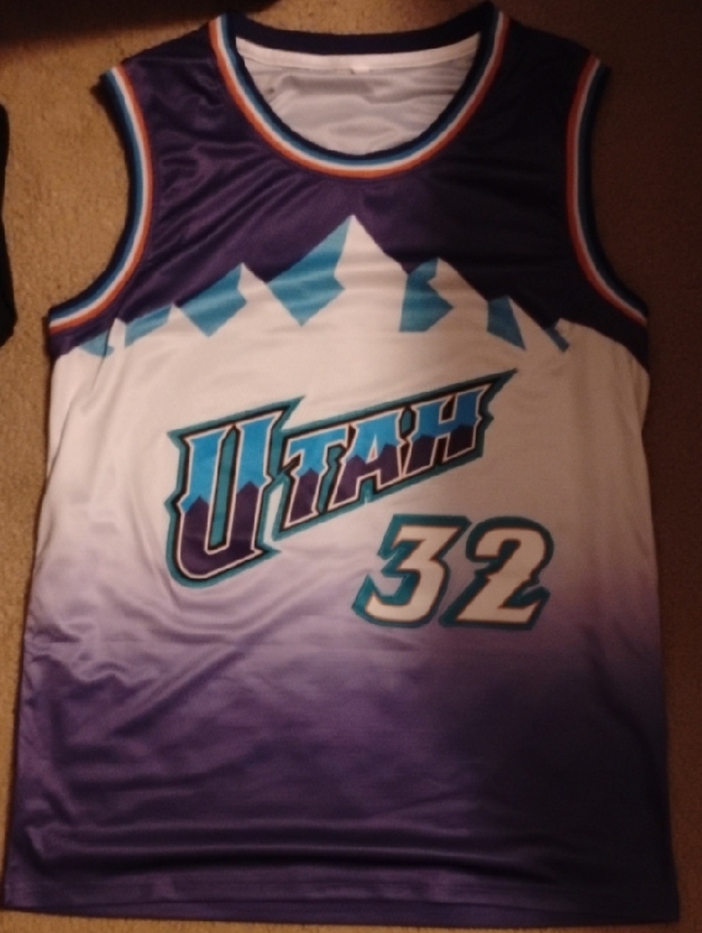 Utah Jazz Karl Malone #32 Gradient Basketball Jersey - Purple & Teal